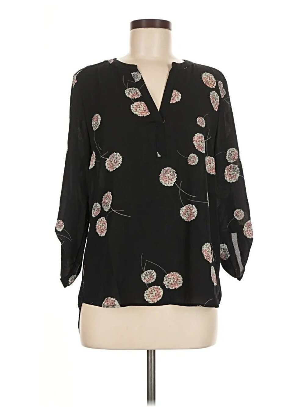 Daniel‎ Rainn Black Floral Sheer Blouse Size M